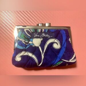 Vera Bradley Mediterranean Blue w Mosaic Lining Kisslock Coin Purse